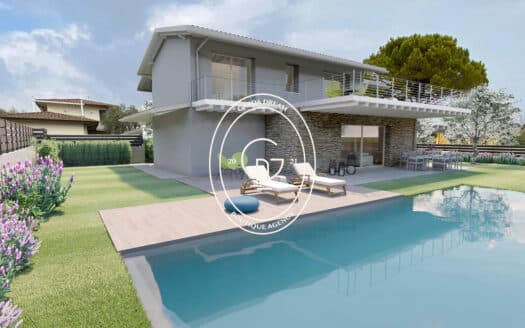 Nuova villa singola con piscina vicino dal lago a moniga del garda